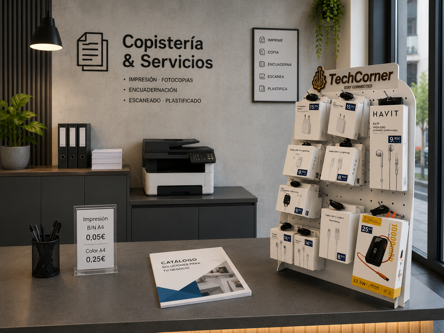 Mueble pequeño TechCorner para copistería